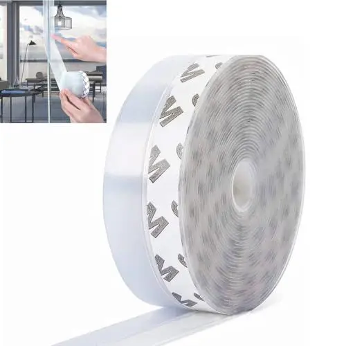 Produktbild: Dichtung Streifen Transparent，25 mm x 5 m Selbstklebend Silikondichtungsstreifen Türbodendichtung unten Wetterschutzklebeband für wasserdichtes, staubdichtes Silicone Door Bottom Seal Strip Tape