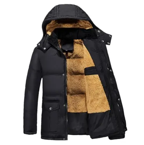 Produktbild: Dicker Outdoor-Wintermantel Für Herren – Parka In Übergröße Mit Fellfutter – Schneesport-Windschutz Mit Taschen