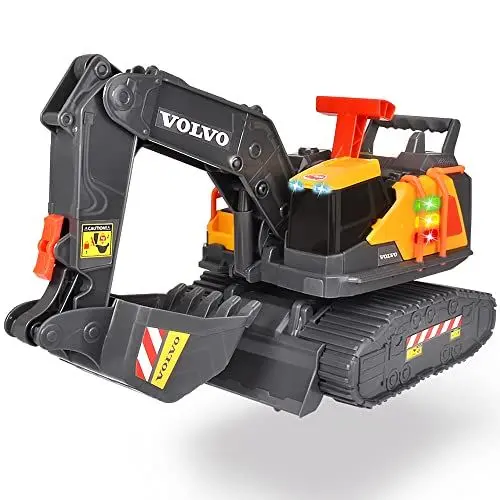 Produktbild: Dickie Toys 203725006 Volvo Spielzeug Bagger mit Gewichtserkennung, Spielzeugbagger erkennt 3 verschiedene Gewichtsstufen, bewegliche Schaufel und Schaufelarm, Licht & Sound, inkl. Batterien, 30 cm