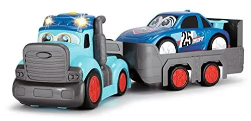 Produktbild: Dickie Toys Happy Truck, LKW, Autoanhänger abnehmbar, Fahrzeug-Transporter, inkl. Auto,60 cm, inkl. Batterien