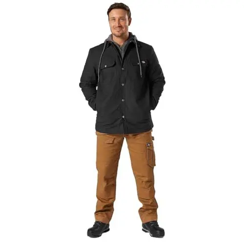 Produktbild: Dickies, Herren, Hemdjacke mit Fleecekapuze, legere Passform, Schwarz, XL