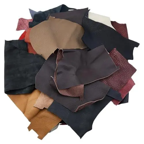 Produktbild: DICOSMETIC 1.5KG Lederreste Für Handwerk Bunte Lederstücke Vollnarbenleder Große Rindslederreste Zum Werkzeugen Gravur Prägung Stempeln Kunst Und Skulpturen