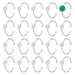 Produktbild: DICOSMETIC 20 Stück Verstellbarer Blankring Platin Pad Ringbasis Halbrunde Cabochon Ring Messing Lünette Tabletts Ringe Offener Manschette Ring Finger Ring Einstellungen Für DIY Ringherstellung