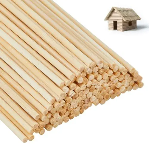 Produktbild: DICOSMETIC 300 Stück Holzdübel 1/8 x 6 Zoll Dübelstangen Holzstäbe Holzdübel Runde Bambusstäbe Für Handwerk Natürliche Holzdübel Für Handwerk Und DIY Projekte