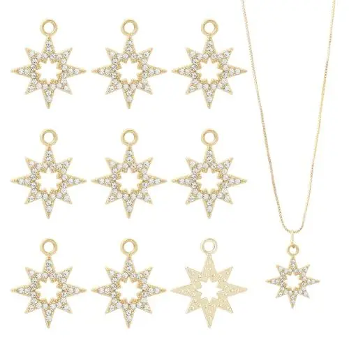 Produktbild: DICOSMETIC 40 Stück Strassstern Anhänger Charms UV Beschichtung Legierung Zarte Sterncharms Goldene Galaxie Sterncharms Nordstern Anhänger Für Die Schmuckherstellung, Bohrung: 2mm