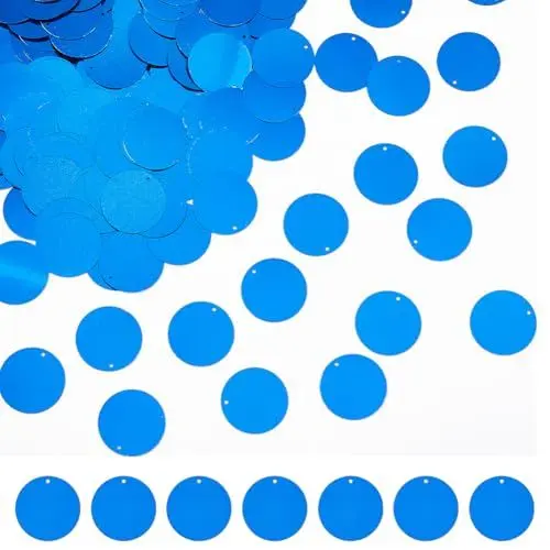 Produktbild: DICOSMETIC 600 Stück Große Pailletten In Flacher Runder Form In Großen Mengen 28.5mm PVC Pailletten Blau Stickerei Bastel Pailletten Für Kleidung Schuhe Kleider DIY Nähzubehör Bohrung: 1.5mm