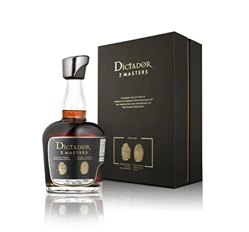Produktbild: DICTADOR 2 MASTERS Rum Labelle 44,9% Jahrgang 1976 Reifung in Bourbonfässern Vanillegeschmack Karamellbutter Mandelbutter Kolumbien 700 ml Glasflasche