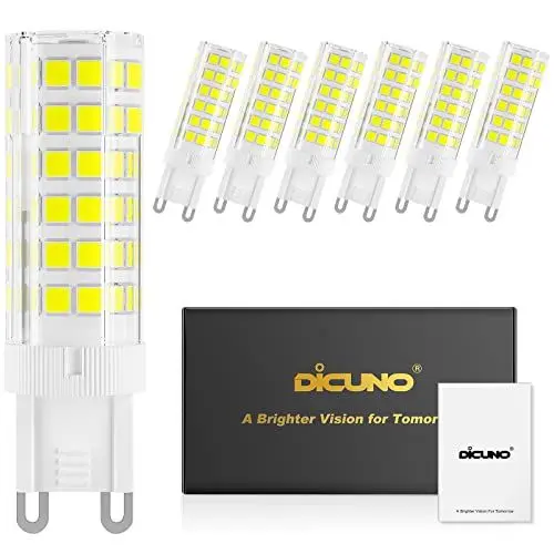 Produktbild: DiCUNO G9 LED dimmbar 4W, Kaltweiß 6000K, Ersetzt 40-50W Halogenlampe, 450lm, LED Leuchtimittel, 360° Abstrahlwinkel, Flimmerfrei, 230V, 6er Pack