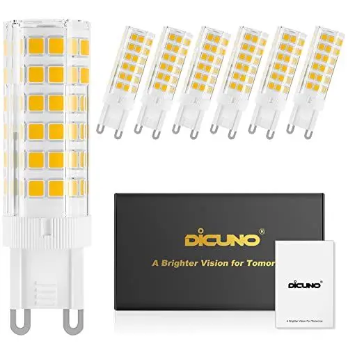 Produktbild: DiCUNO G9 LED Dimmbare Lampe 4W, Warmweiß 2700K, Ersetzt 50W Halogenlampe, 450lm, G9 LED Glühbirne, 360° Abstrahlwinkel, LED Leuchtimittel 230V, Flimmerfrei, 6er-Pack