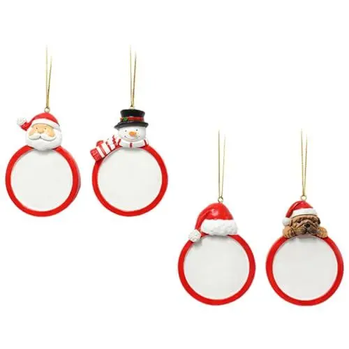 Produktbild: Didiseaon 4 Stück Kinder Weihnachtsbaum Kamin Weihnachtsschmuck Dekoration Weihnachtliche Wanddekoration Engel-Puppe-anhänger Hängender Bilderrahmen Harz Etikett Weihnachten