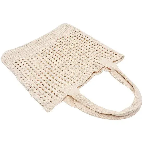 Produktbild: Didiseaon Gehäkelte Tragetasche Für Damen Gewebte Handtasche Clutch Aus Stroh Damentaschen Einkaufstasche Aus Mesh Damen Tragetaschen Stricktasche Netztasche Polyester Fräulein Gittergewebe