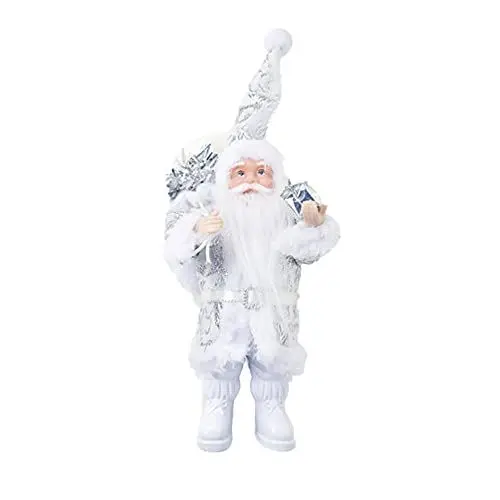 Produktbild: Didiseaon Kleine Weihnachtsmann Weihnachtsmann Puppe Weiß Weihnachtsmann Figur Weihnachtsmann Gefüllt Plüschtier Kleine Weihnachtsfigur Für Urlaub Mantel Tischdekoration Silber