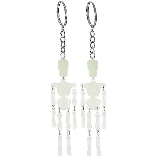 Produktbild: Didiseaon Schlüsselanhänger Mit Skelett-Anhänger 2 Stück Leuchtet Im Dunkeln Totenkopf-Schlüsselanhänger Gothic-Taschenanhänger Leuchtender Schlüsselanhänger Halloween-Party Geschenk Für