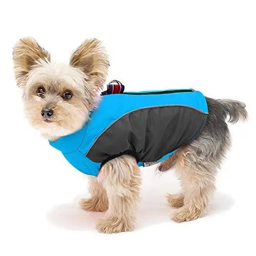 Produktbild: Didog Warmer Hundemantel für kleine Hunde und Katzen, mit Fleece gefüttert, reflektierend, kaltes Wetter, Sportweste mit Reißverschluss und Leinen-Ring zum Spazierengehen, Wandern, Blau