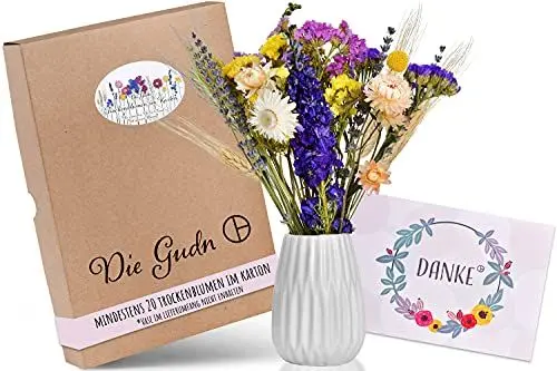 Produktbild: Die Gudn Trockenblumen (getrocknete Blumen, Trockenblumendeko, Trockenblumen, Deko mit getrockneten Blumen, Tischdekoration) Blumen im Karton (Mind. 20 Stück)