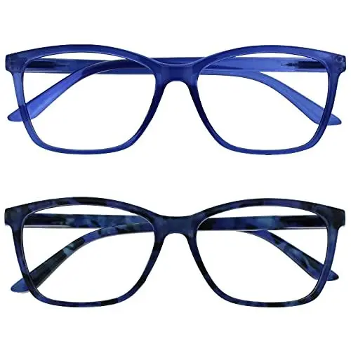 Produktbild: Die Lesebrille Unternehmen Leuchtend Blauen & Schildpatt Leser 2er-Pack Groß Herren Federscharniere RR51-33T +2,50