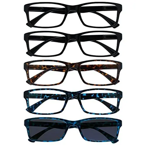 Produktbild: Die Lesebrille Unternehmen Schwarz Braun Blau Leser Mit Blau Sonne Leser Wert 5er-Pack Herren Frauen RRRRS92-11233 +2,00