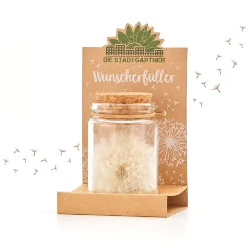 Produktbild: Die Stadtgärtner – Wunscherfüller I Echte Pusteblume im Glas I Ewig haltbar I Perfekte Geschenkidee für jeden Anlass I Geschenke für Frauen & Freundin