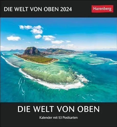Produktbild: Die Welt von oben Postkartenkalender 2024. Spektakuläre Luftaufnahmen in einem Wochen-Tischkalender zum Aufstellen. Kalender mit Postkarten zum Sammeln und Verschicken: Kalender mit 53 Postkarten