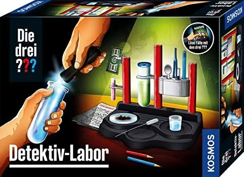 Produktbild: Die drei ??? Detektiv-Labor von KOSMOS, Untersuche Spuren und löse Geheimnisse, Laborstation zum Experimentieren mit viel Zubehör, Detektiv Spielzeug Set für Kinder ab 8 Jahren