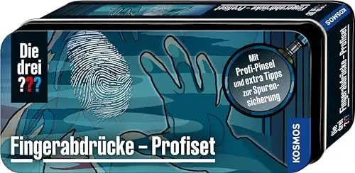 Produktbild: Die drei ??? Fingerabdrücke-Profiset von KOSMOS, mit Profi-Pinsel und 2 Fingerabdruck-Pulvern, Detektiv Spielzeug Set für Kinder ab 8 Jahre, praktische Box für unterwegs