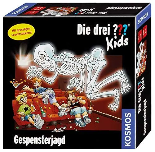 Produktbild: Die drei ??? Kids von KOSMOS Gespensterjagd, kooperatives Memo-Spiel für 2-4 Spieler ab 6 Jahren, Kinderspiel mit coolen Leuchtstickern, Brettspiel für die ganze Familie