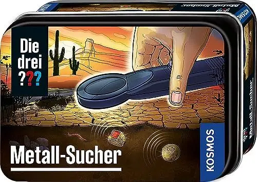 Produktbild: Die drei ??? Metall-Sucher von KOSMOS, Mini-Detektor, Detektiv Set, Agenten Ausrüstung, Spielzeug für Kinder ab 8 Jahre, in praktischer Metalldose, Mitbringsel, kleines Geschenk, Gadget