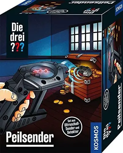 Produktbild: Die drei ??? Peilsender von KOSMOS, Finde das Geheimversteck mit unsichtbarem Ultraschall, Detektor mit LED-Skala zeigt Richtung und Entfernung an, Detektiv Spielzeug Set für Kinder ab 8 Jahre