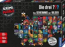 Produktbild: Die drei ??? - Krimi Puzzle - Das Geheimnis der Bilder von KOSMOS 680831, 1000 Teile, mit Fan-Plakat, Lesen, Puzzeln, Rätsel lösen, Detektiv Puzzle für Kinder ab 12 Jahre, Silver