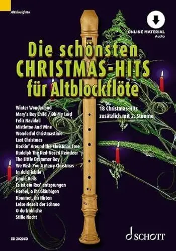 Produktbild: Die schönsten Christmas-Hits für Alt-Blockflöte: 18 Christmas-Hits zusätzlich mit 2. Stimme. 1-2 Alt-Blockflöten. (Die schönsten Popsongs für Alt-Blockflöte)