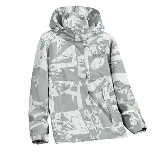Produktbild: die heutige Deals Clearing Gedruckte Kapuze Windbreaker für Männer Zipper Down Langarm Overwear Gesteppte Flanelljacke Herren Heute