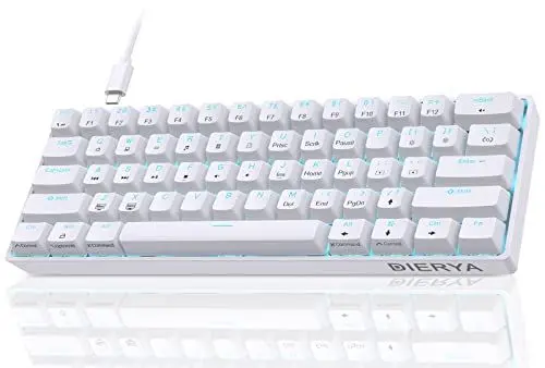 Produktbild: Dierya DK61se Gaming Tastatur,60% Prozent Mechanische Tastatur mit Red Linear Switch,Ultra-Compact Mini 61 Tasten Anti-Ghosting,Typ-C-Datenkabel,US Layout für PC Windows Gamer Typist,Weiß