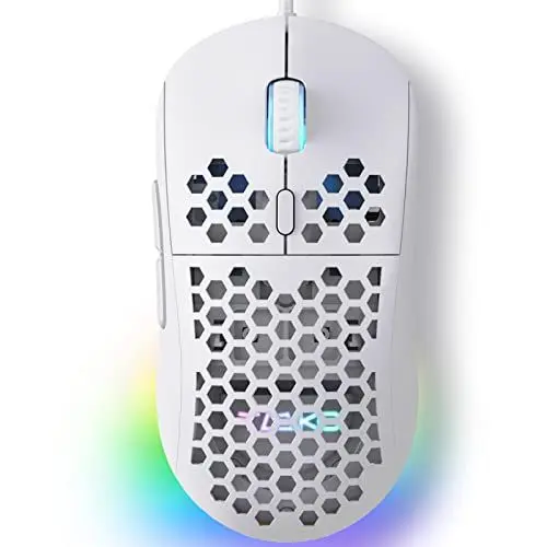 Produktbild: Dierya ×TMKB M1SE Gaming Maus mit 12800 DPI Optischer Sensor,Gaming Mouse 6 Programmierbare Tasten,Anpassbares RGB,Ergonomische PC Mouse-Weiß