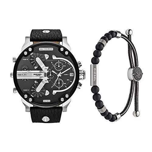 Produktbild: Diesel Herren Analog Quarz Uhr mit Leder Armband DZ7313 Herren-Seilarmbadn Achat DX1151040