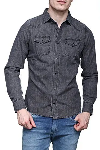 Produktbild: Diesel Herren Jeans Hemd New-Sonora-E Shirt, Schwarz (008 Black/Denim 0Kanx), Medium