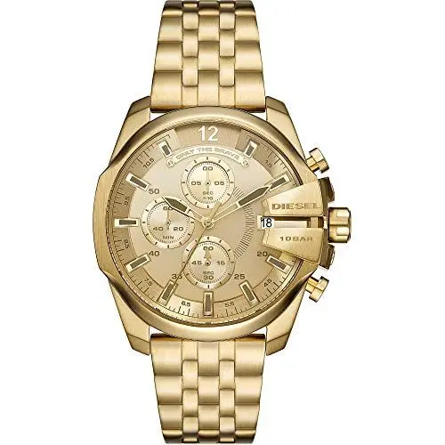 Produktbild: Diesel Herrenuhr Baby Chief, Chronographenwerk, 43mm goldenes Edelstahlgehäuse mit Edelstahlarmband, DZ4565
