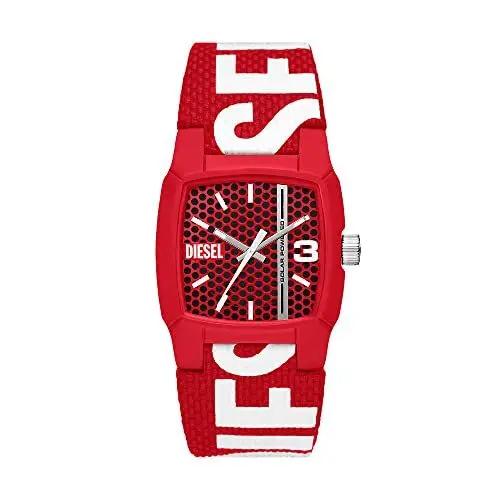 Produktbild: Diesel Herrenuhr Cliffhanger, Solarbetriebenes Dreizeigerwerk, 36MM Rotes Rizinusölgehäuse mit ProPlanet Textilband, DZ2168