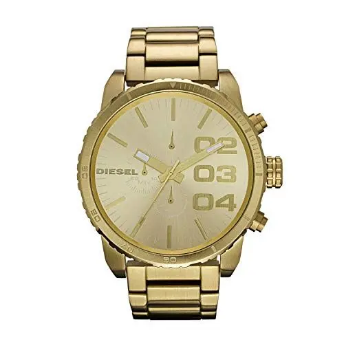 Produktbild: Diesel Herrenuhr Double Down 51, QuarzChronographenwerk, 58mm GoldEdelstahlgehäuse mit Edelstahlarmband, DZ4268