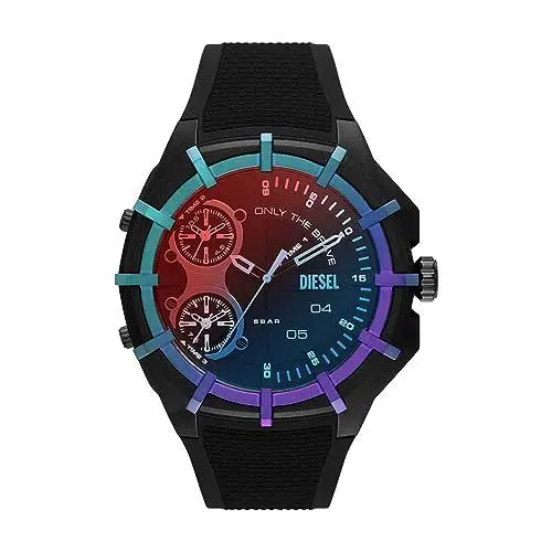 Produktbild: Diesel Herrenuhr Framed, Dreizeigeruhrwerk, 51mm Multi Nylon Gehäuse mit Silikonarmband, DZ1986