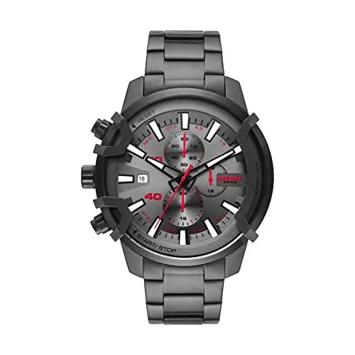 Produktbild: Diesel Herrenuhr Griffed, Chronographenwerk, 48 mm Gehäuse aus GunmetalEdelstahl mit Edelstahlarmband, DZ4586