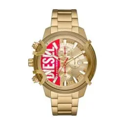 Produktbild: Diesel Herrenuhr Griffed, Chronographenwerk, 48mm goldenes Edelstahlgehäuse mit Edelstahlarmband, DZ4595