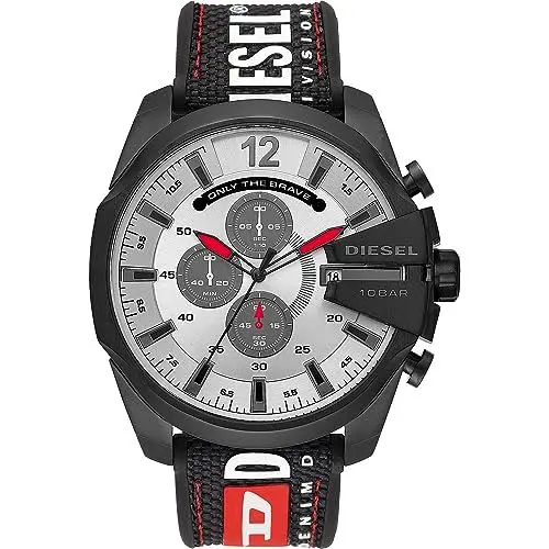 Produktbild: Diesel Herrenuhr Mega Chief, Chronographenwerk, 51mm Schwarzes Edelstahlgehäuse mit einem Nylon, Silikon Armband, DZ4512
