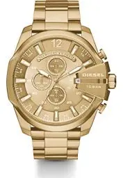 Produktbild: Diesel Herrenuhr Mega Chief, QuarzChronographenwerk, 51 mm goldenes Edelstahlgehäuse mit Edelstahlarmband, DZ4360