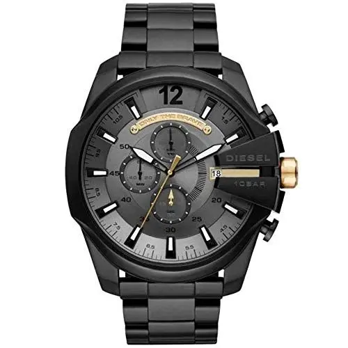 Produktbild: Diesel Herrenuhr Mega Chief, QuarzChronographenwerk, 59 mm schwarzes Edelstahlgehäuse mit Edelstahlarmband, DZ4479