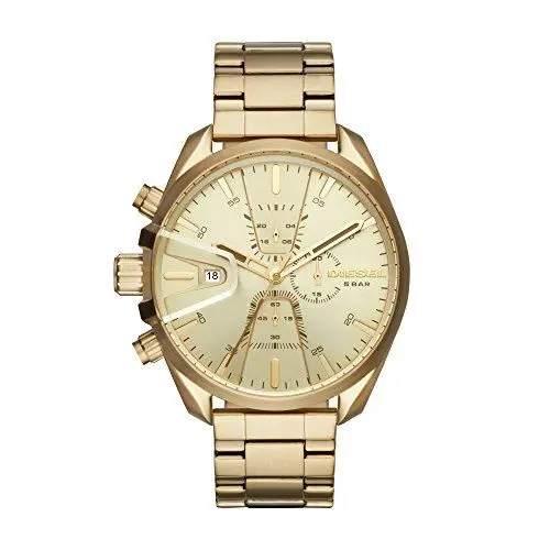 Produktbild: Diesel Herrenuhr Ms9 Chrono, Chronographenwerk, 47mm goldenes Edelstahlgehäuse mit Edelstahlarmband, DZ4475