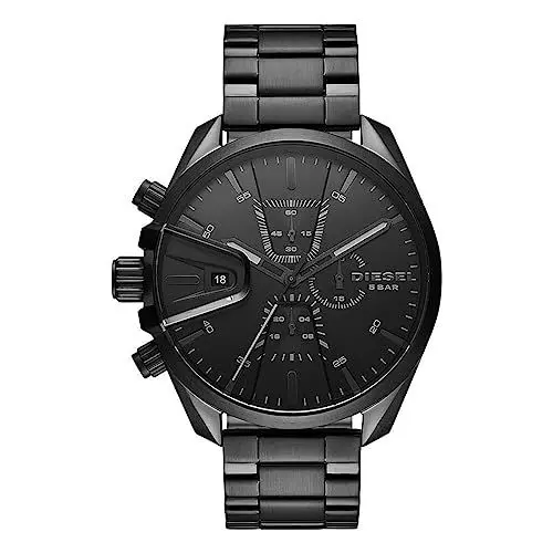 Produktbild: Diesel Herrenuhr Ms9 Chrono, Chronographenwerk, 48mm schwarzes Edelstahlgehäuse mit Edelstahlarmband, DZ4537