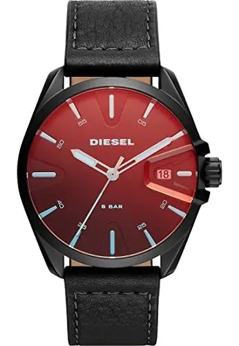 Produktbild: Diesel Herrenuhr Ms9, Dreizeigeruhrwerk, 44 mm schwarzes Edelstahlgehäuse mit Lederarmband, DZ1945