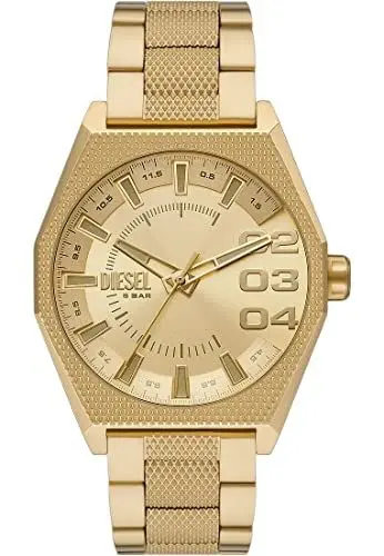 Produktbild: Diesel Herrenuhr Scraper 3-Zeiger-Werk Edelstahl goldfarben, DZ2173