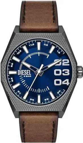 Produktbild: Diesel Herrenuhr Scraper quarz/3 Zeiger Uhrwerk 44mm Gehäusegröße mit einem Lederarmband DZ2189