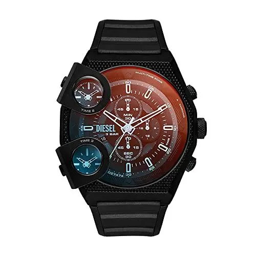 Produktbild: Diesel Herrenuhr Sideshow, QuarzZweizeiger Uhrwerk, 51MM Schwarzes Edelstahlgehäuse mit Silikonarmband, DZ7474